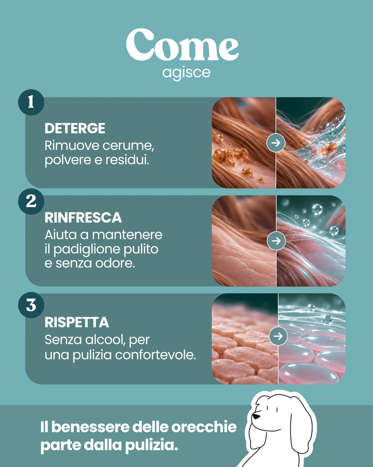 Lozione detergente per le orecchie
