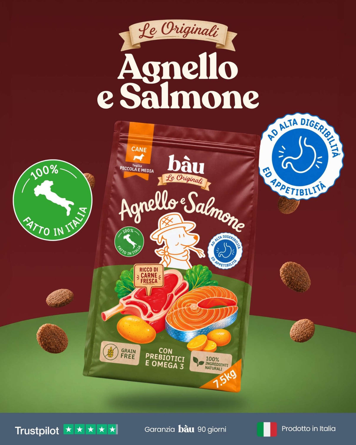 Crocchette "Le Originali" Agnello e Salmone Taglia Piccola e Media