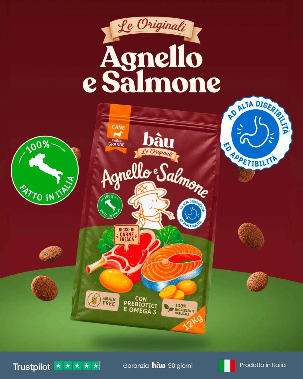 Crocchette "Le Originali" Agnello e Salmone Taglia Grande