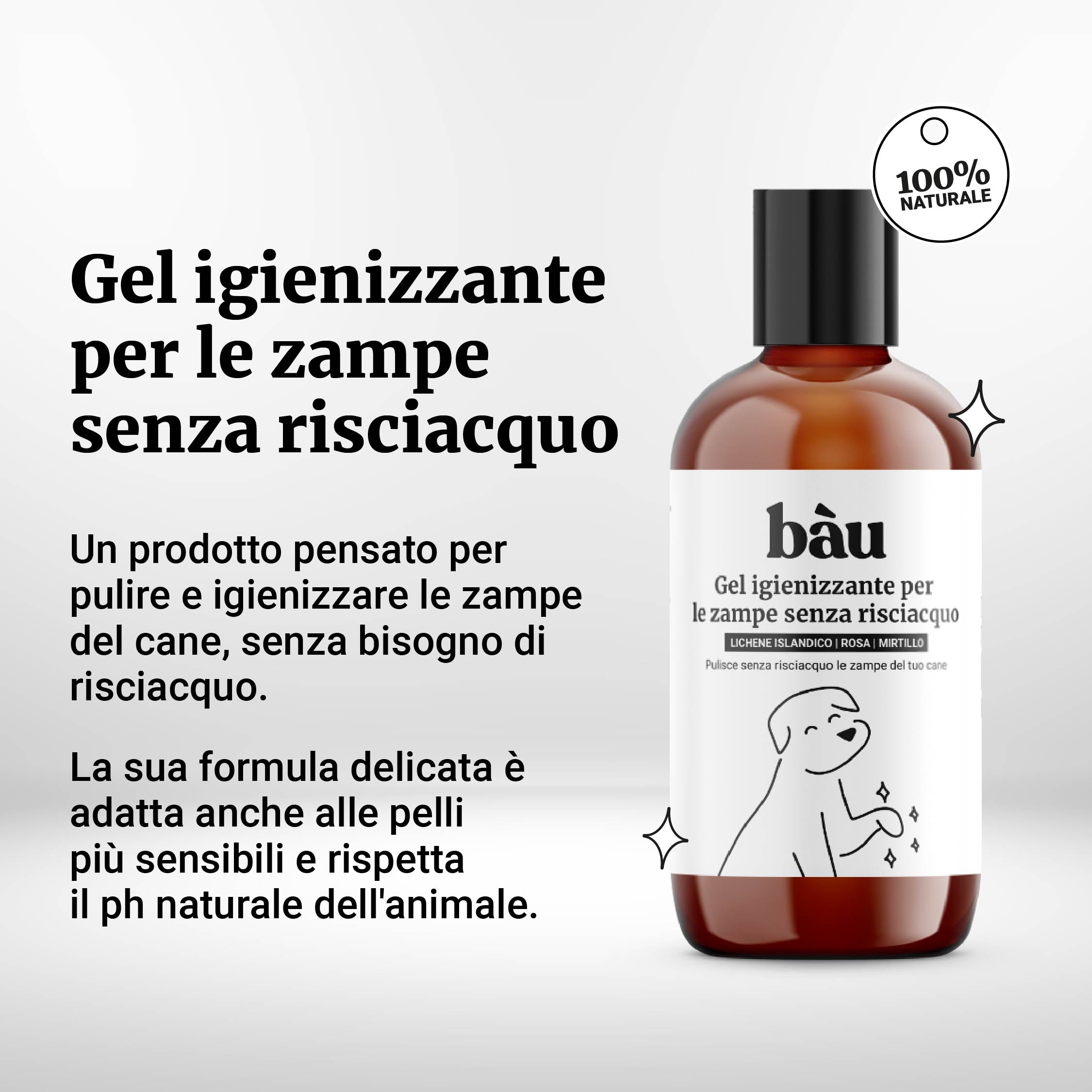 Gel igienizzante per le zampe senza risciacquo