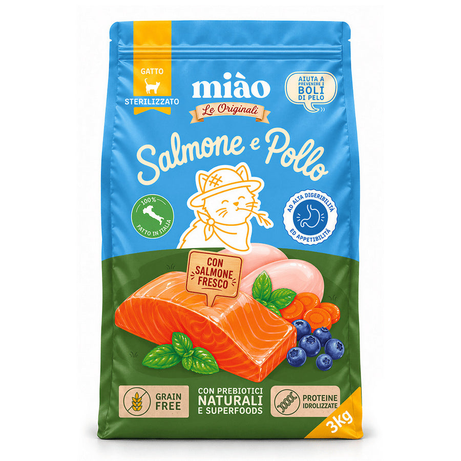 Crocchette "Le Originali" Salmone e Pollo Gatto Adulto