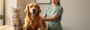 Cane e gatto con veterinario: linee guida del Ministero della Salute sull'utilizzo degli antibiotici in cani e gatti.