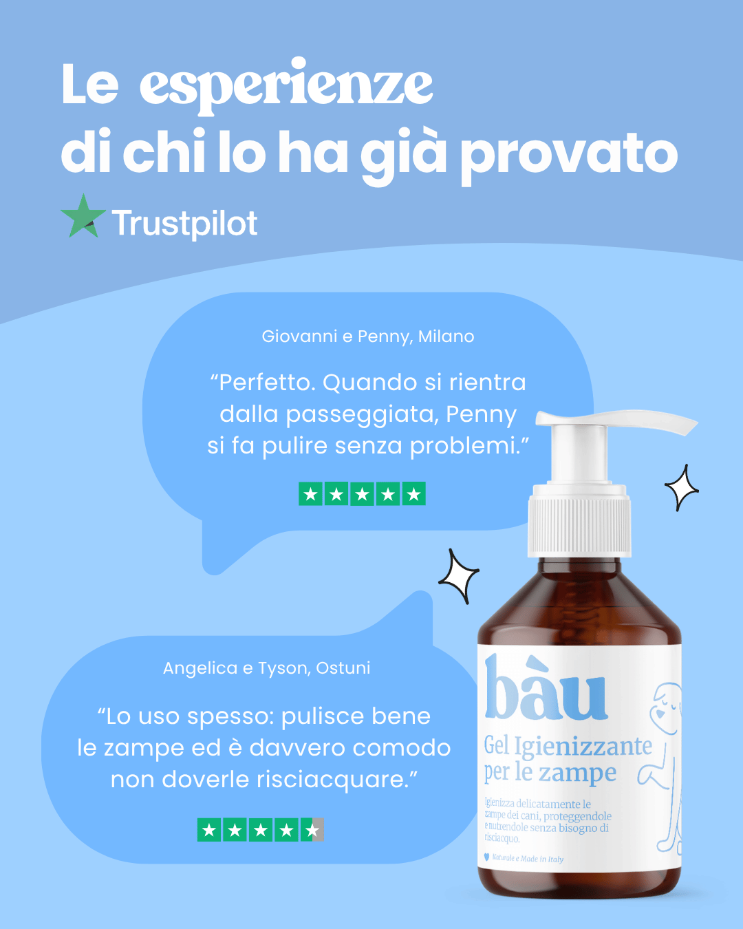 Gel igienizzante per le zampe senza risciacquo