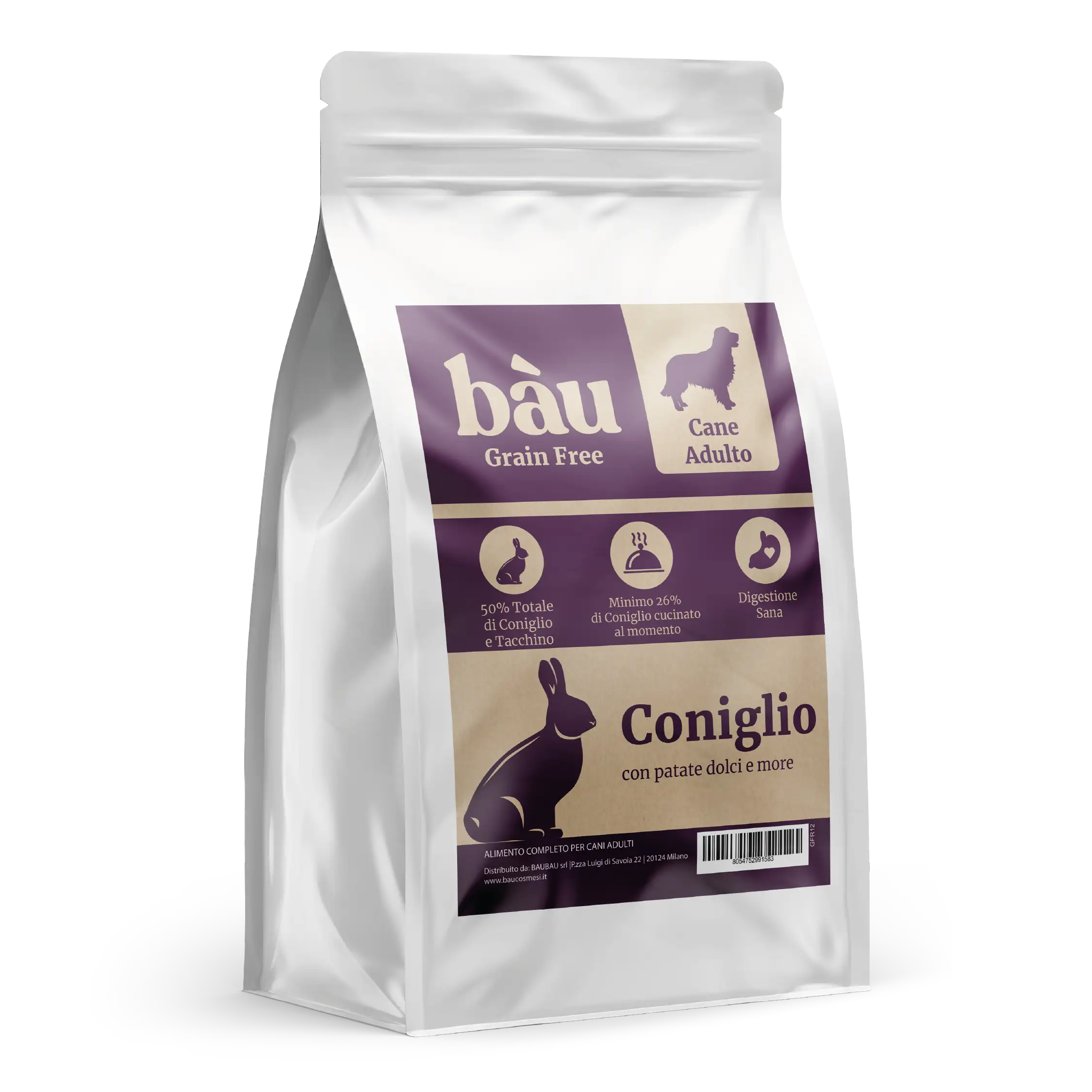 Crocchette con Coniglio, Patate Dolci e More per cani adulti di taglia media