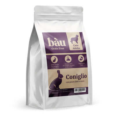 Crocchette con Coniglio, Patate Dolci e More per cani adulti di taglia media