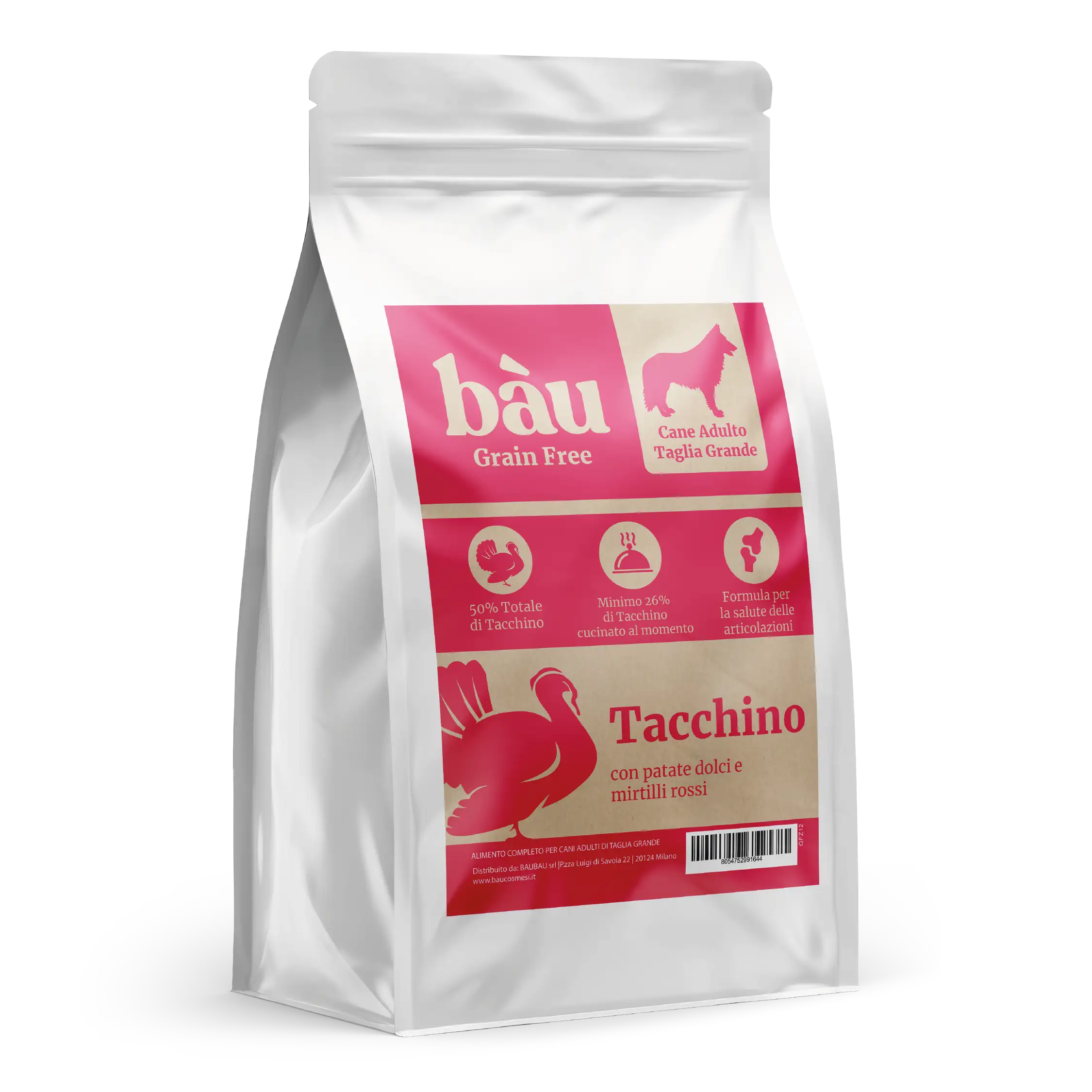 Crocchette con Tacchino, Patate Dolci e Mirtillo Rosso per cani adulti di taglia grande