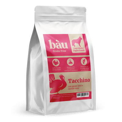 Crocchette con Tacchino, Patate Dolci e Mirtillo Rosso per cani adulti di taglia grande