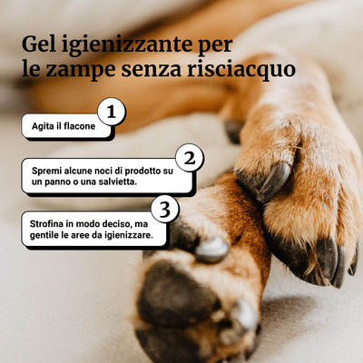 Gel igienizzante per le zampe senza risciacquo